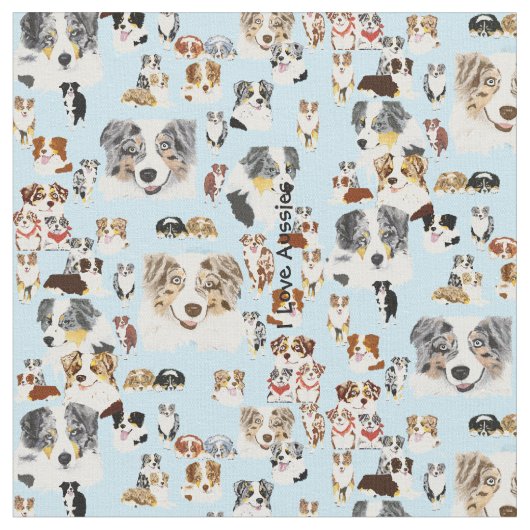 Australian Shepherd Collage Cus. Katoen 56-inch fa Stof (Close Up)