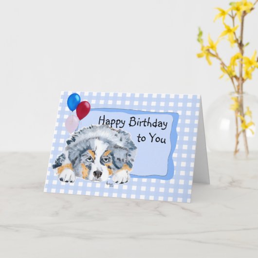 Australian Shepherd Custom Bonne Carte d'anniversa (Fleur jaune)