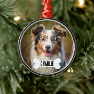 Australian Shepherd Custom Dog Foto en Naam Metalen Ornament