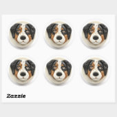 Australian Shepherd Dog 3D geïnspireerd Ronde Sticker (Vel)