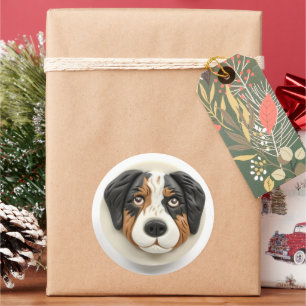 Australian Shepherd Dog 3D geïnspireerd Ronde Sticker