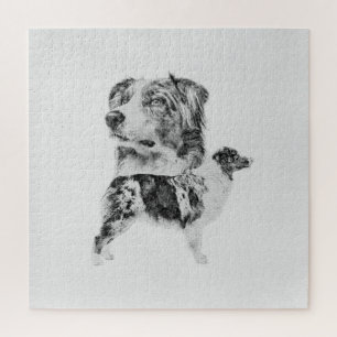 Australian Shepherd dog - Aussie pencil sketch Legpuzzel