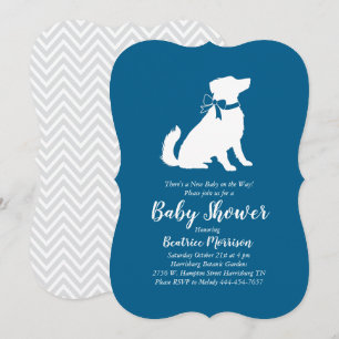 Australian Shepherd Dog Baby shower Blue Boy Kaart