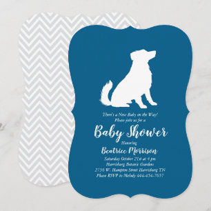 Australian Shepherd Dog Baby shower Blue Boy Kaart
