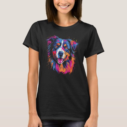 Australian Shepherd Dog Border Collie Graffiti Gra T-shirt (Voorkant)