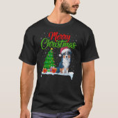 Australian Shepherd Dog Christmas Tree Lights Xmas T-shirt (Voorkant)