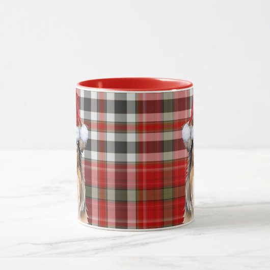Australian Shepherd Dog en Plaid Kerst Mok (Midden)