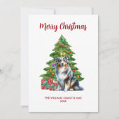Australian Shepherd Dog Familie Kerstmis Feestdagenkaart (Voorkant)