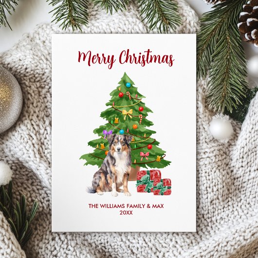 Australian Shepherd Dog Familie Kerstmis Feestdagenkaart