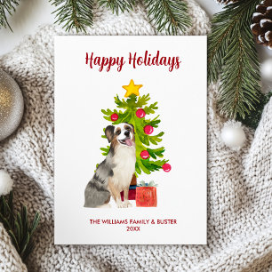 Australian Shepherd Dog Familie Kerstmis Feestdagenkaart