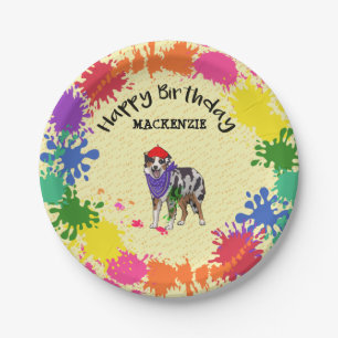 Australian Shepherd Dog Fun Art Birthday Party Papieren Bordje