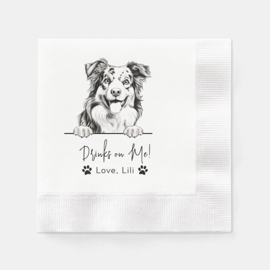 Australian Shepherd Dog Gepersonaliseerde Drinken  Servet (Voorkant)