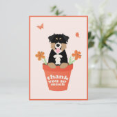 Australian Shepherd Dog in Flower Pot Bedankkaart (Staand voorkant)