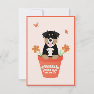 Australian Shepherd Dog in Flower Pot Bedankkaart