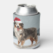 Australian Shepherd Dog in Sneeuwkerst Blikjeskoeler (Blikje Voorkant)