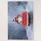 Australian Shepherd Dog in Sneeuwkerst Legpuzzel (Verticaal)