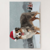 Australian Shepherd Dog in Sneeuwkerst Legpuzzel (Verticaal)