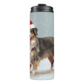 Australian Shepherd Dog in Sneeuwkerst Thermosbeker (Voorkant)