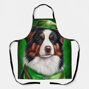 Australian Shepherd dog in St. Patrick's Day Dress Schort