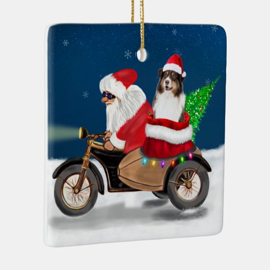 Australian Shepherd Dog kerstkerstkerstman Keramisch Ornament (Rechts)