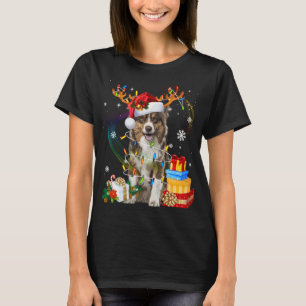 Australian Shepherd Dog licht Santa Hat Sweater C T-shirt