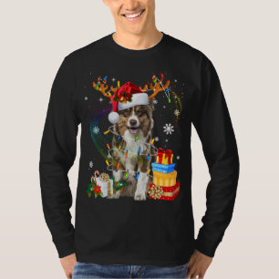 Australian Shepherd Dog licht Santa Hat Sweater C T-shirt