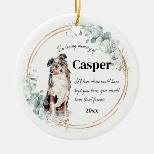 Australian Shepherd Dog Memorial Keramisch Ornament (Voorkant)
