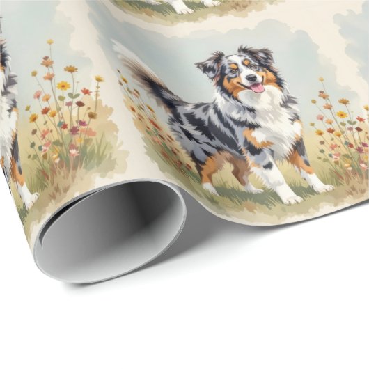 Australian Shepherd Dog Merle Long Tail Cadeaupapier (Rol Hoek)