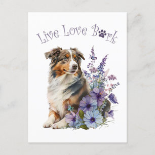 Australian Shepherd Dog Mom Floral Briefkaart