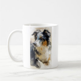Australian shepherd dog portrait koffiemok