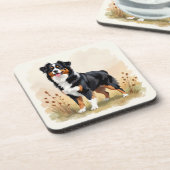 Australian Shepherd Dog Red Merle Aussie Bier Onderzetter (Linkerzijde)