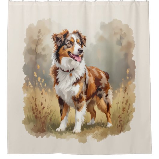 Australian Shepherd Dog Red Merle Aussie Douchegordijn (Voorkant)
