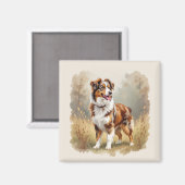 Australian Shepherd Dog Red Merle Aussie Magneet (Voorkant / Achterkant)
