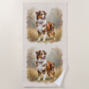 Australian Shepherd Dog Red Merle Aussie Strandlaken