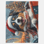Australian Shepherd Dog Roller Onderzetter Kerst Fleece Deken (Voorkant)