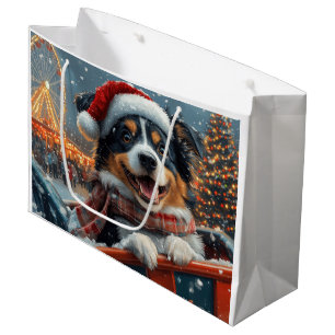 Australian Shepherd Dog Roller Onderzetter Kerst Groot Cadeauzakje