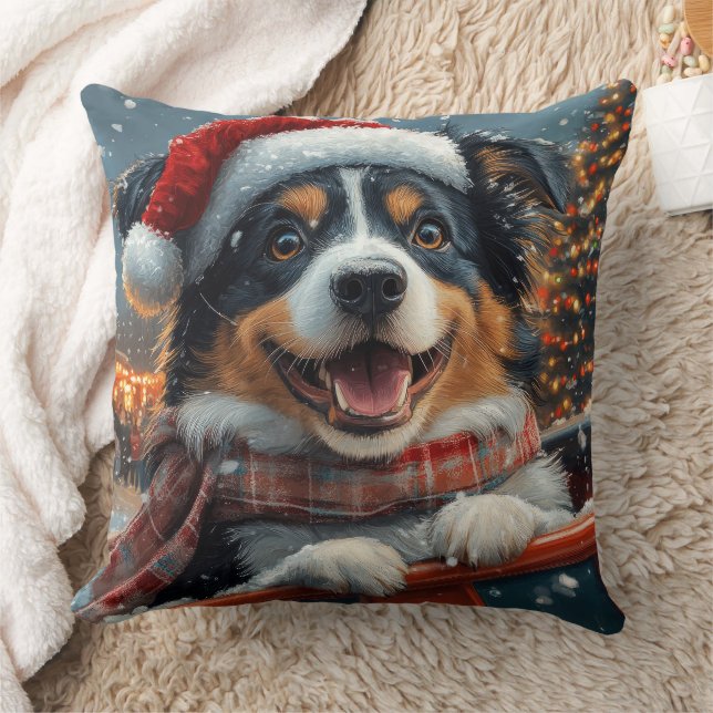 Australian Shepherd Dog Roller Onderzetter Kerst Kussen (Deken)
