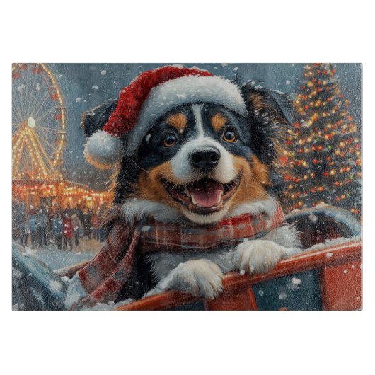 Australian Shepherd Dog Roller Onderzetter Kerst Snijplank (Voorkant)