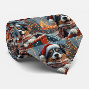 Australian Shepherd Dog Roller Onderzetter Kerst Stropdas