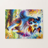 Australian Shepherd Dog Running Acryl Art Print Legpuzzel (Horizontaal)