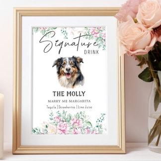 Australian Shepherd Dog Signature Drink Teken Poster