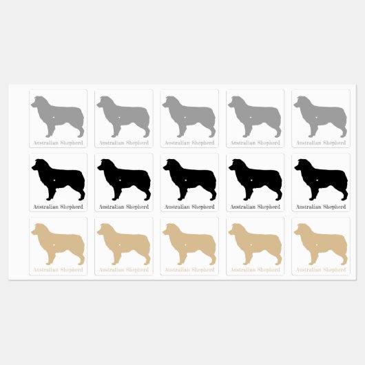 Australian Shepherd Dog Silhouette Sticker Set (Vel)