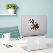 Australian Shepherd Dog Sticker (Laptop op bureau)