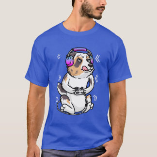 Australian Shepherd Dog Video Game Video Gaming gi T-shirt