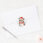 Australian Shepherd Dog Waterverf Santa Ronde Sticker (Envelop)