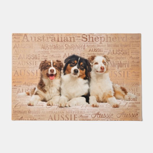 Australian Shepherd dogs op Word Cloud 1 Deurmat (Voorkant)