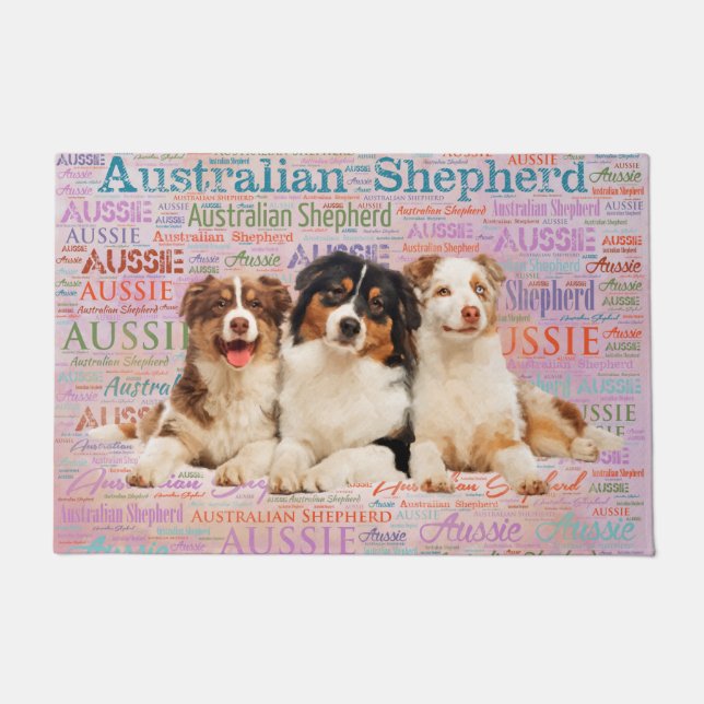 Australian Shepherd dogs op Word Cloud 2 Deurmat (Voorkant)
