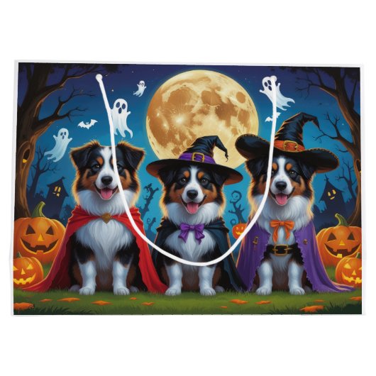 Australian Shepherd Dogs Pumpkin Halloween Grappig Groot Cadeauzakje (Achterkant)