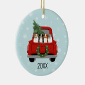 Australian Shepherd Dogs rode kerstman Keramisch Ornament (Rechts)