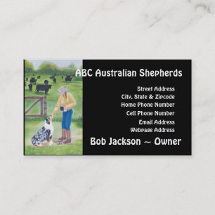 Australian Shepherd "End of the Day" schilderen Visitekaartje